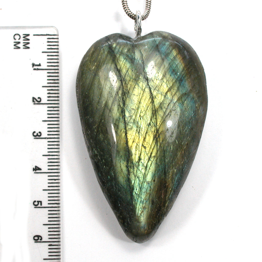 DVH Labradorite Yoni Heart Pendant Goddess 60x37x17mm (5604) - DVHdesigns