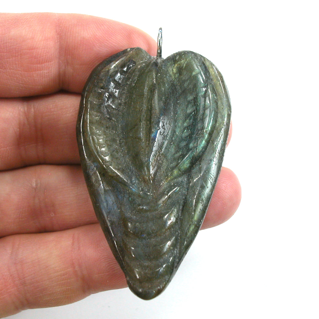 DVH Labradorite Yoni Heart Pendant Goddess 60x37x17mm (5604) - DVHdesigns