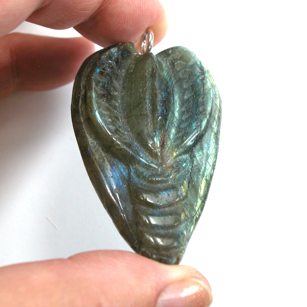 DVH Labradorite Yoni Heart Pendant Goddess 60x37x17mm (5604) - DVHdesigns