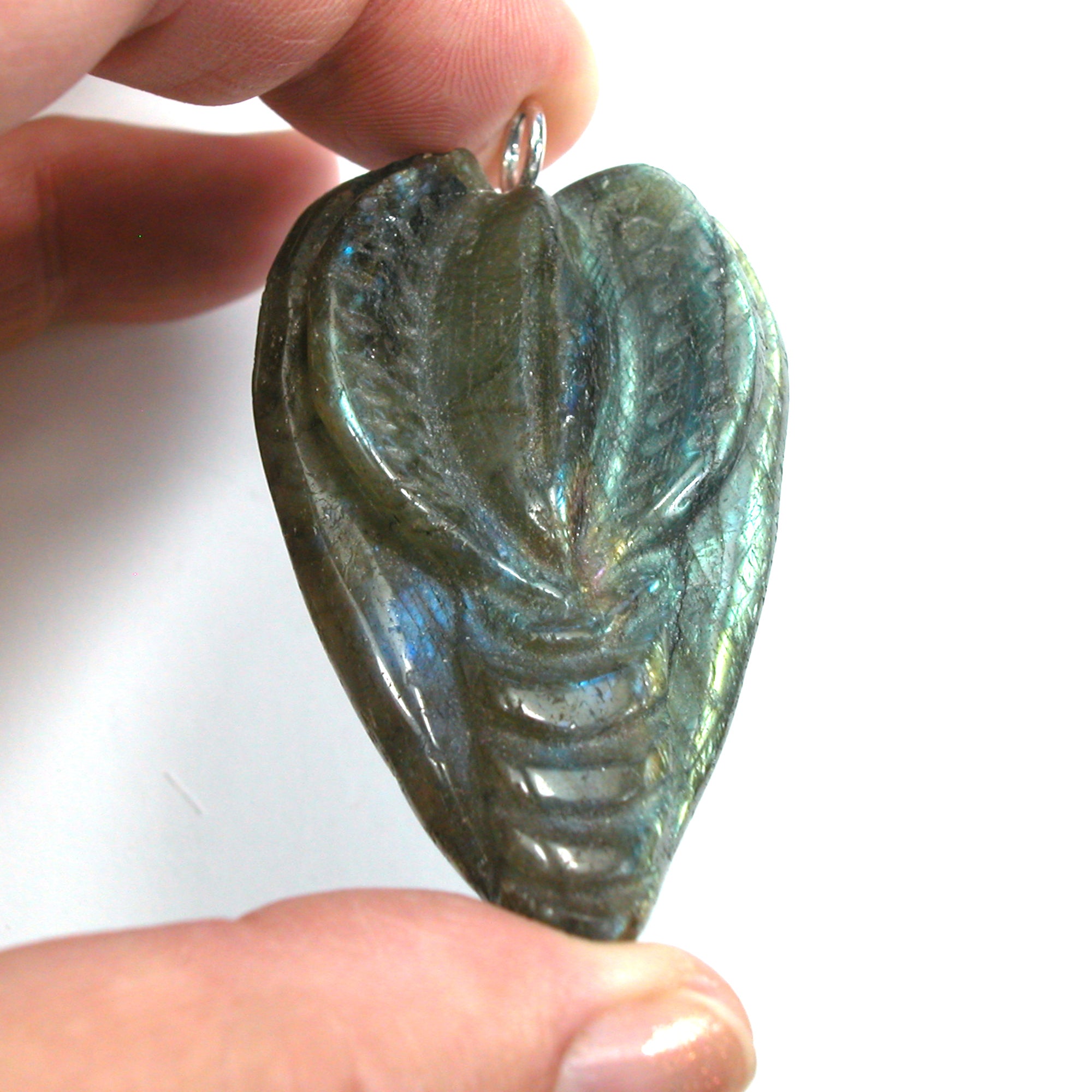 DVH Labradorite Yoni Heart Pendant Goddess 60x37x17mm (5604) - DVHdesigns