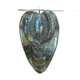 DVH Labradorite Yoni Heart Pendant Goddess 62x39x20mm (5614)