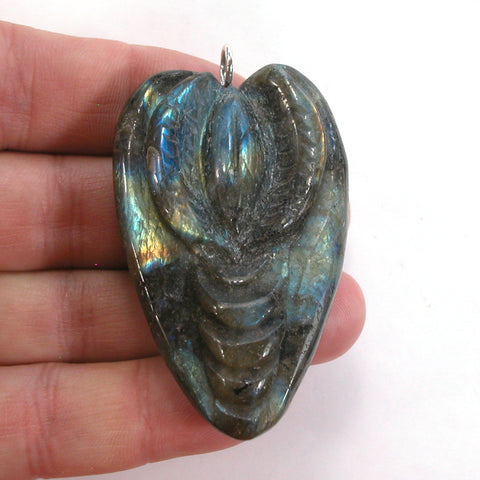 DVH Labradorite Yoni Heart Pendant Goddess 62x39x20mm (5614)