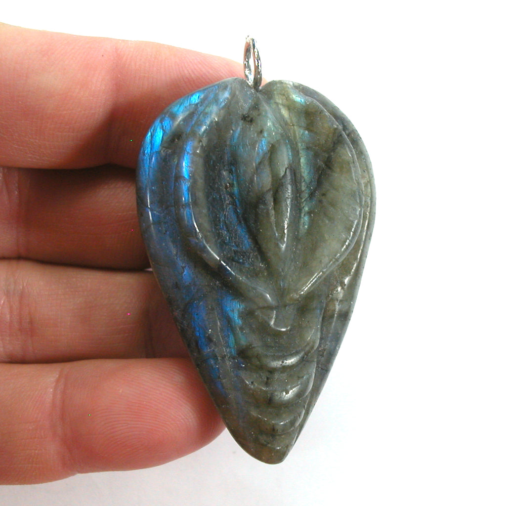 DVH Labradorite Yoni Heart Pendant Goddess 55x36x19mm (5615)