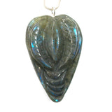 DVH Labradorite Yoni Heart Pendant Goddess 62x40x17mm (5695)