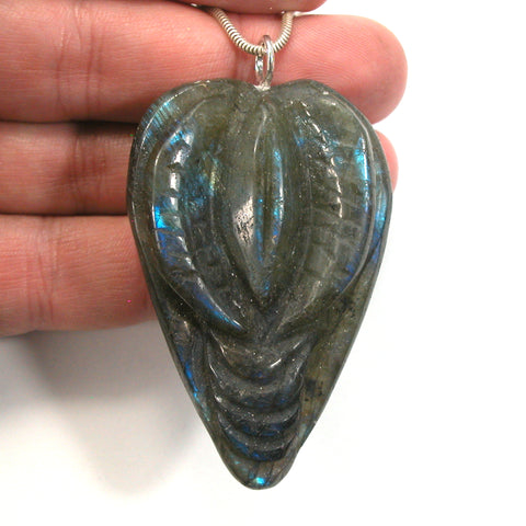 DVH Labradorite Yoni Heart Pendant Goddess 62x40x17mm (5695)