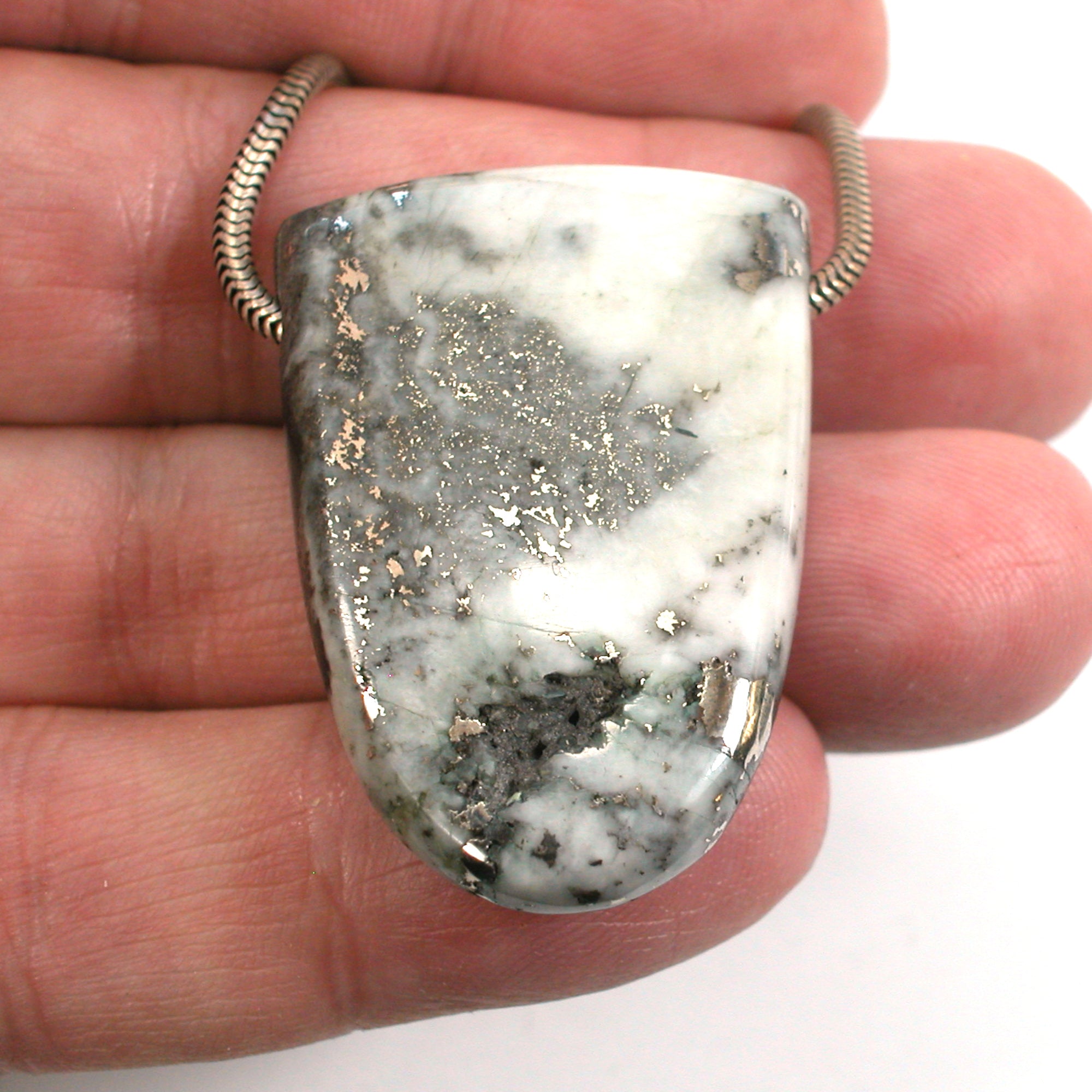 DVH 117ct Rare Michigan Mohawkite Bead Pendant Copper Ore Quartz 40x27x10mm (5758) - DVHdesigns