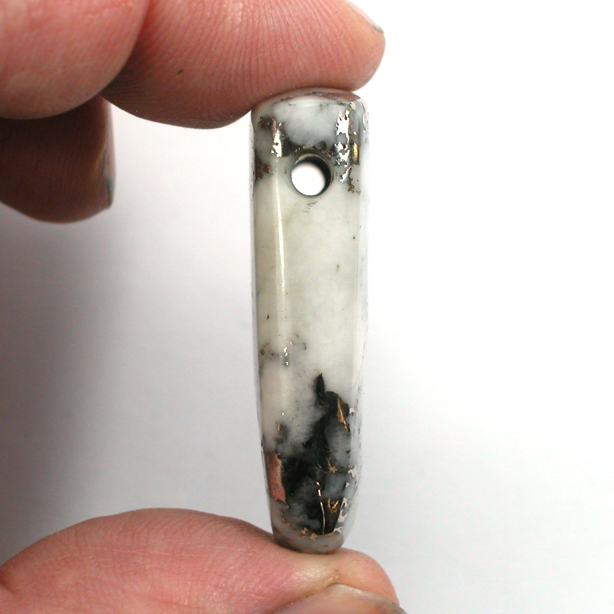 DVH 117ct Rare Michigan Mohawkite Bead Pendant Copper Ore Quartz 40x27x10mm (5758) - DVHdesigns