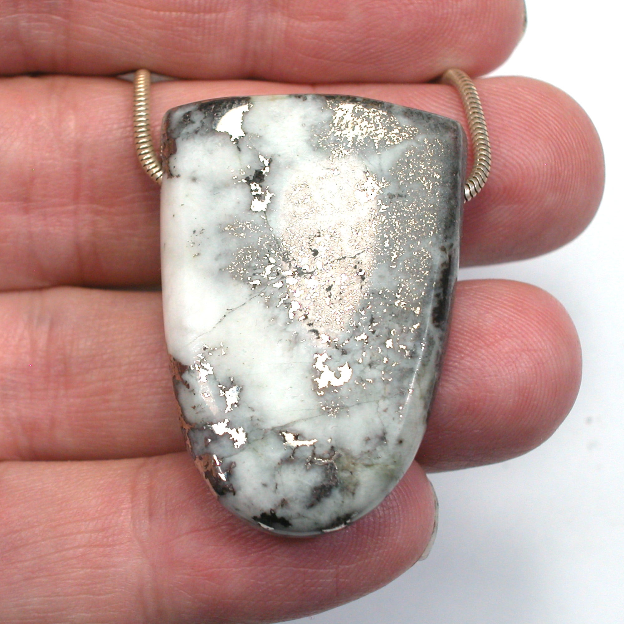 DVH 117ct Rare Michigan Mohawkite Bead Pendant Copper Ore Quartz 40x27x10mm (5758) - DVHdesigns