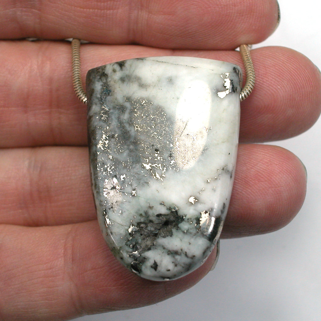 DVH 117ct Rare Michigan Mohawkite Bead Pendant Copper Ore Quartz 40x27x10mm (5758) - DVHdesigns