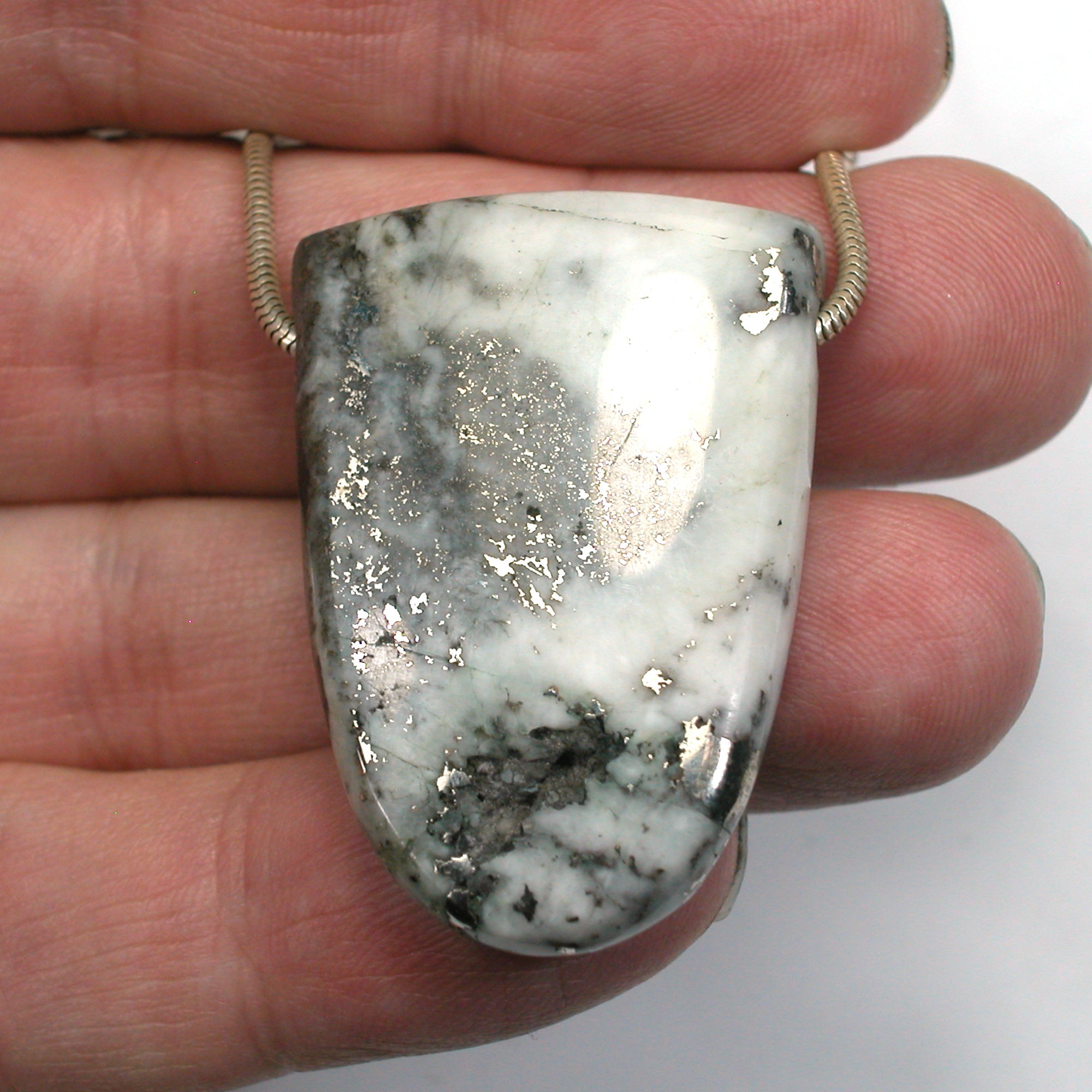 DVH 117ct Rare Michigan Mohawkite Bead Pendant Copper Ore Quartz 40x27x10mm (5758) - DVHdesigns