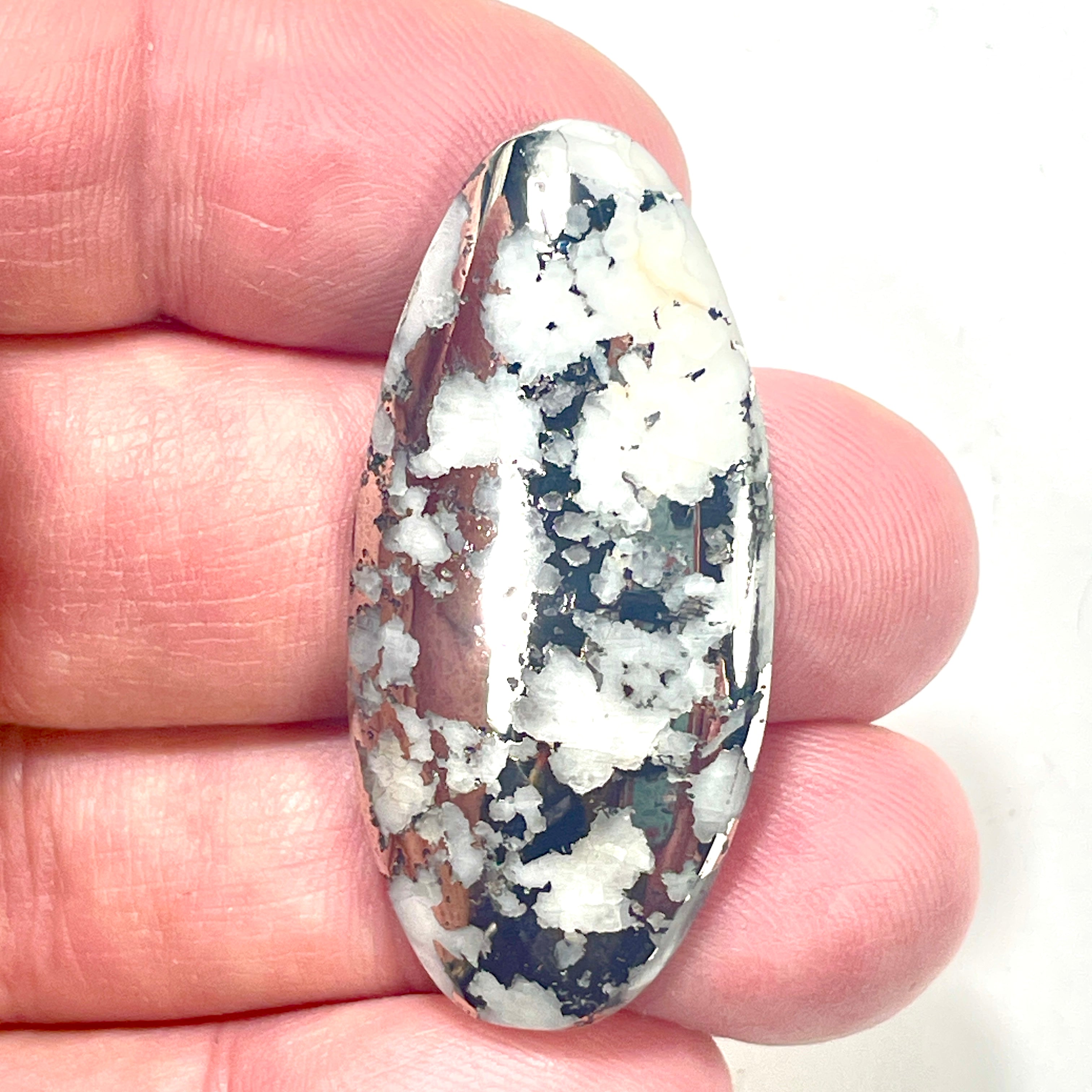 DVH Rare Spiderweb Mohawkite Cabochon Michigan Copper Ore Cab 44x22x5mm (6413) - DVHdesigns