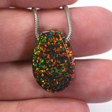 DVH 14ct Black Bello Opal Bead Pendant Synthetic OOAK Big Hole 23x15x8 (5779)