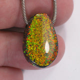 DVH 14ct Black Bello Opal Bead Pendant Synthetic OOAK Big Hole 23x15x8 (5779)