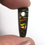 DVH 14ct Black Bello Opal Bead Pendant Synthetic OOAK Big Hole 23x15x8 (5779)