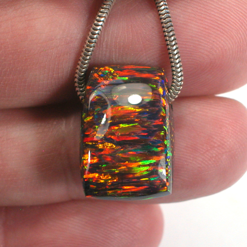 DVH 15ct Black Bello Opal Bead Pendant Synthetic OOAK Big Hole 20x14x10 (5780)