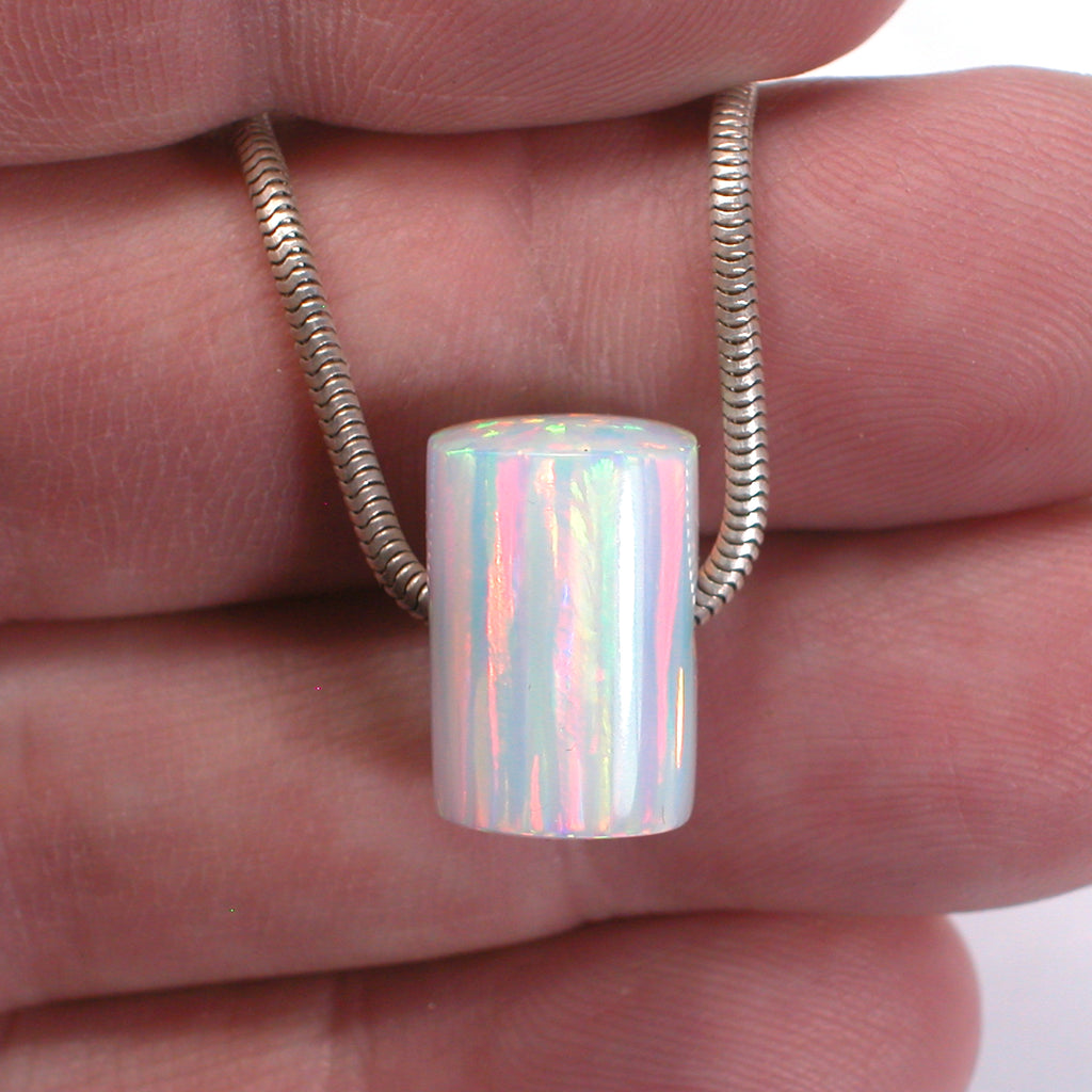 DVH 11ct White Bello Opal Bead Pendant Synthetic OOAK Big Hole 16x10x10 (5781)