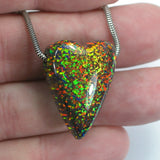 DVH 32ct Black Bello Opal Heart Bead Pendant Synthetic OOAK Big Hole 27x20x13 (5788)