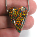 DVH 32ct Black Bello Opal Heart Bead Pendant Synthetic OOAK Big Hole 27x20x13 (5788) - DVHdesigns