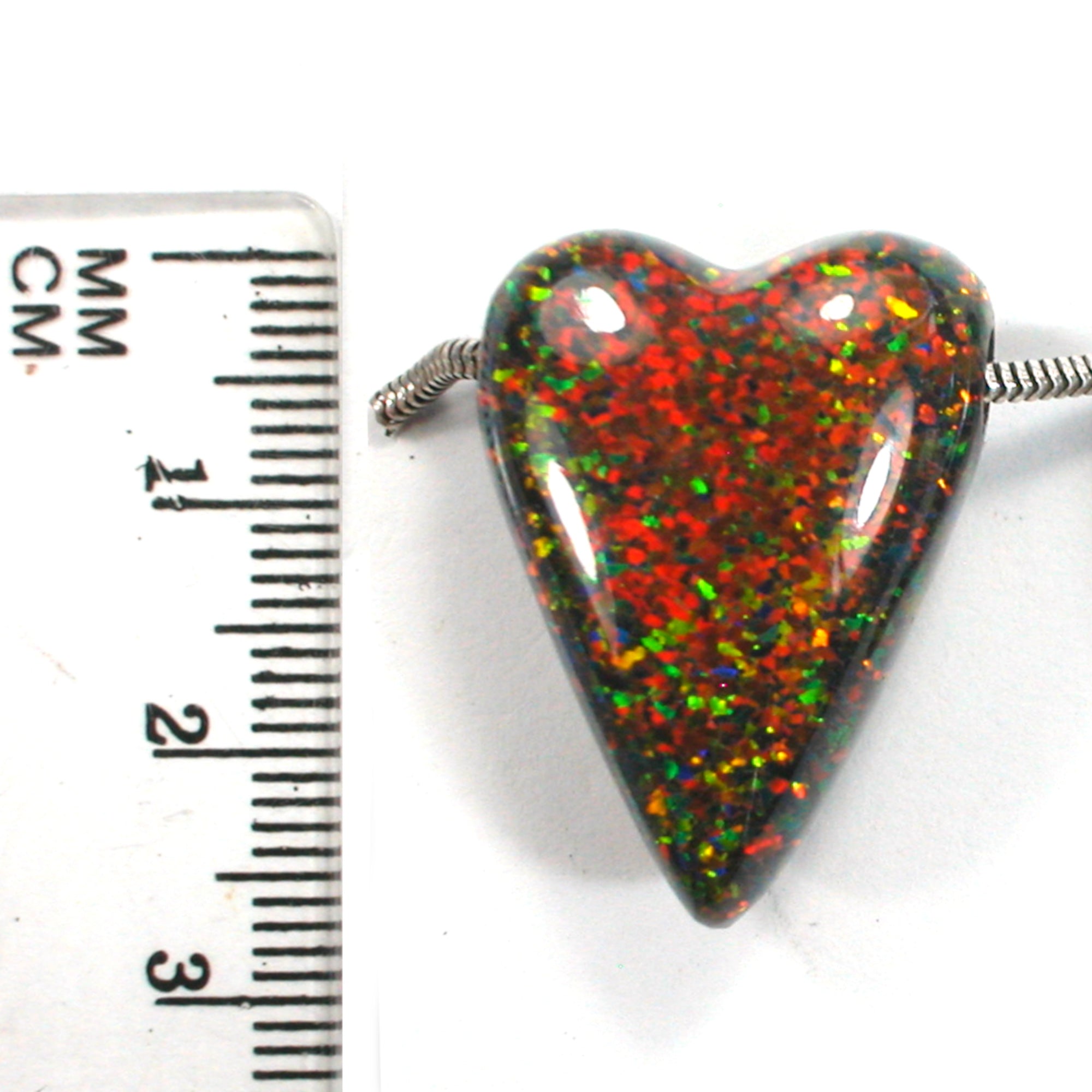 DVH 32ct Black Bello Opal Heart Bead Pendant Synthetic OOAK Big Hole 27x20x13 (5788) - DVHdesigns