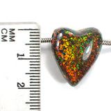 DVH 16ct Black Bello Opal Heart Bead Pendant Synthetic OOAK Big Hole 20x17x11 (5790