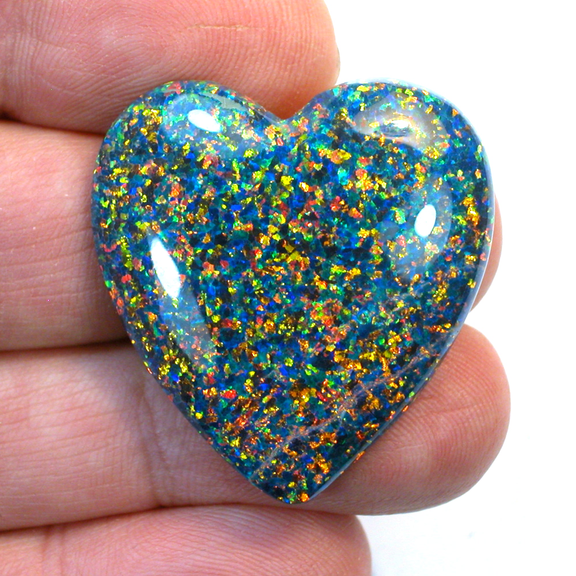 DVH 28ct Bello Opal Heart Cabochon Synthetic OOAK 10x9x6mm (5801) - DVHdesigns