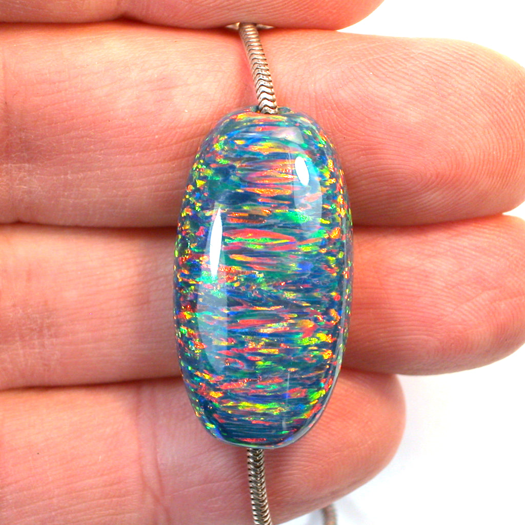 DVH 28ct Bello Opal Bead Pendant Synthetic OOAK Big Hole 31x16x10mm (5803)