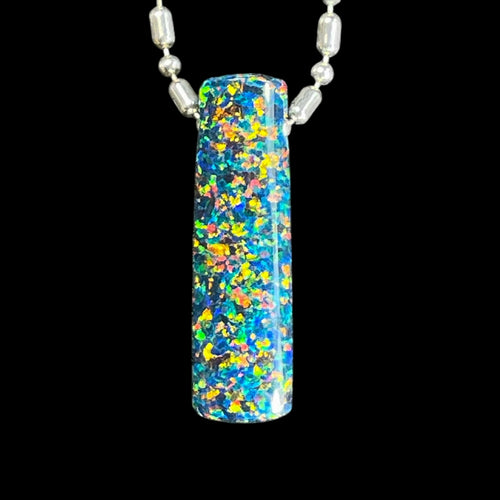 DVH 12ct Black Bello Opal Shield Bead Pendant Synthetic OOAK Big Hole 30x8x8mm (5864) - DVHdesigns