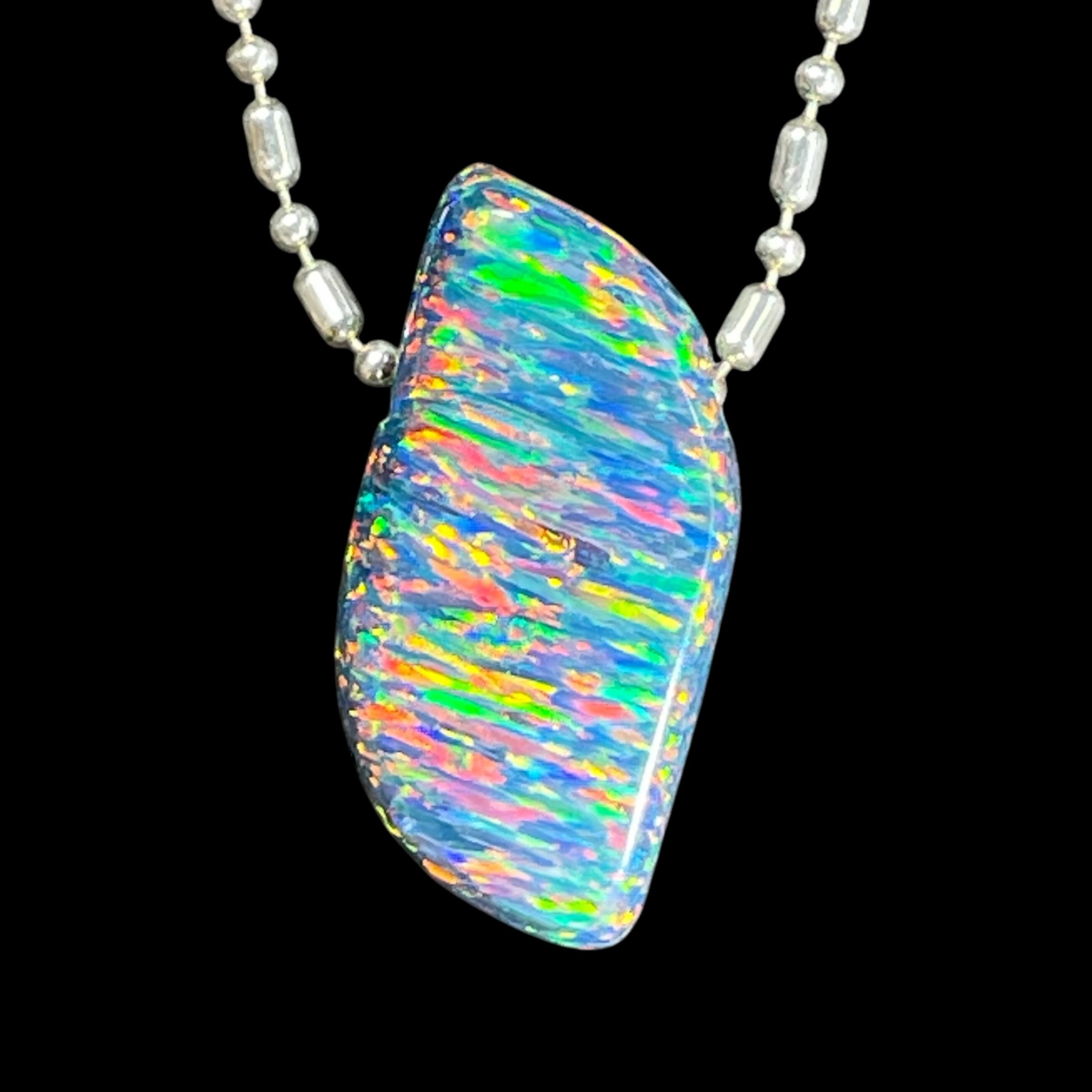 DVH 18ct Black Bello Opal Shield Bead Pendant Synthetic OOAK Big Hole 30x15x7mm (5865) - DVHdesigns