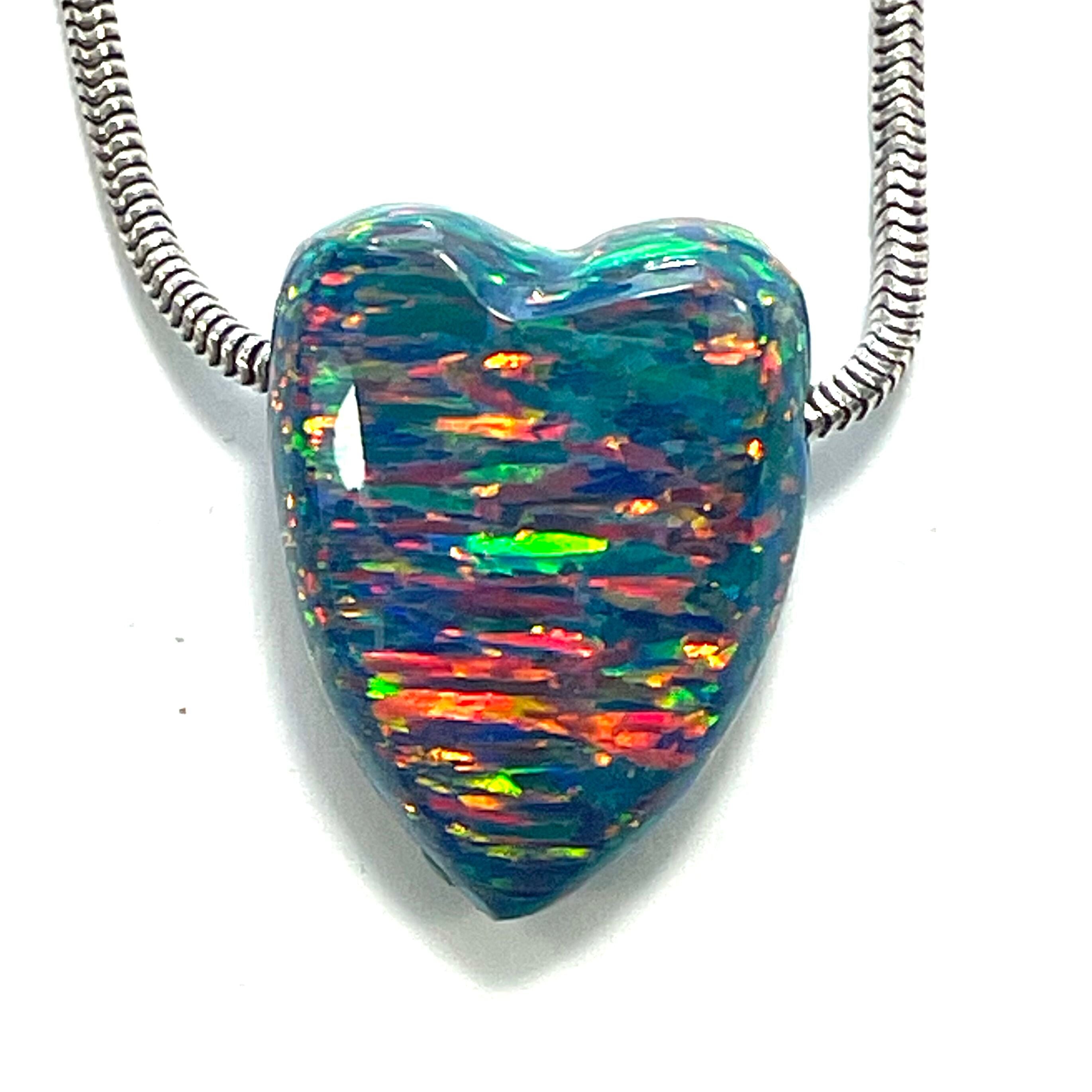 DVH 16ct Black Bello Opal Bead Pendant Synthetic OOAK Big Hole 22x17x10mm (5892) - DVHdesigns