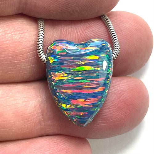 DVH 16ct Black Bello Opal Bead Pendant Synthetic OOAK Big Hole 22x17x10mm (5892) - DVHdesigns