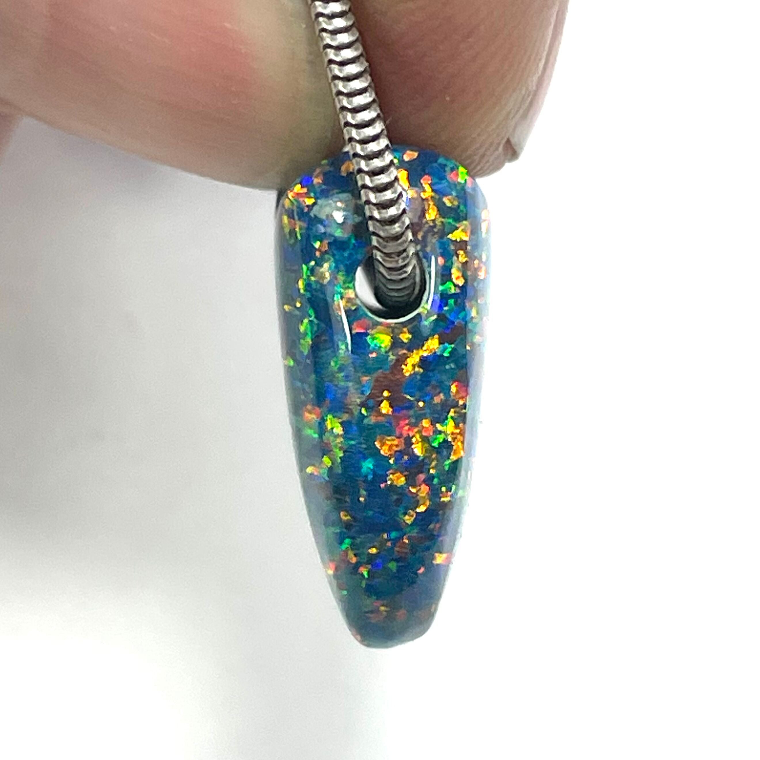 DVH 16ct Black Bello Opal Bead Pendant Synthetic OOAK Big Hole 22x17x10mm (5892) - DVHdesigns