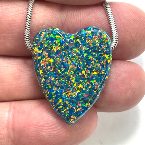DVH 25ct Black Bello Opal Bead Pendant Synthetic OOAK Big Hole 28x23x9mm (5894)