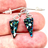 DVH Black Bello Opal Mosaic Earrings Synthetic OOAK Sterling Silver (5957)