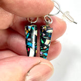 DVH Black Bello Opal Mosaic Earrings Synthetic OOAK Sterling Silver (5957)