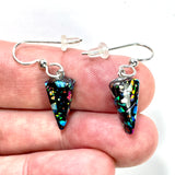 DVH Black Bello Opal Mosaic Earrings Synthetic OOAK Sterling Silver (5958)
