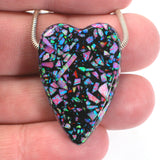 DVH 49ct Bello Opal Heart Bead Synthetic UV Reactive Black Light 35x24x10 (5782)