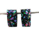 DVH 13ct Mosaic Bello Opal Bead Pair Synthetic UV Reactive Black Light 16x9x7 each (5784)