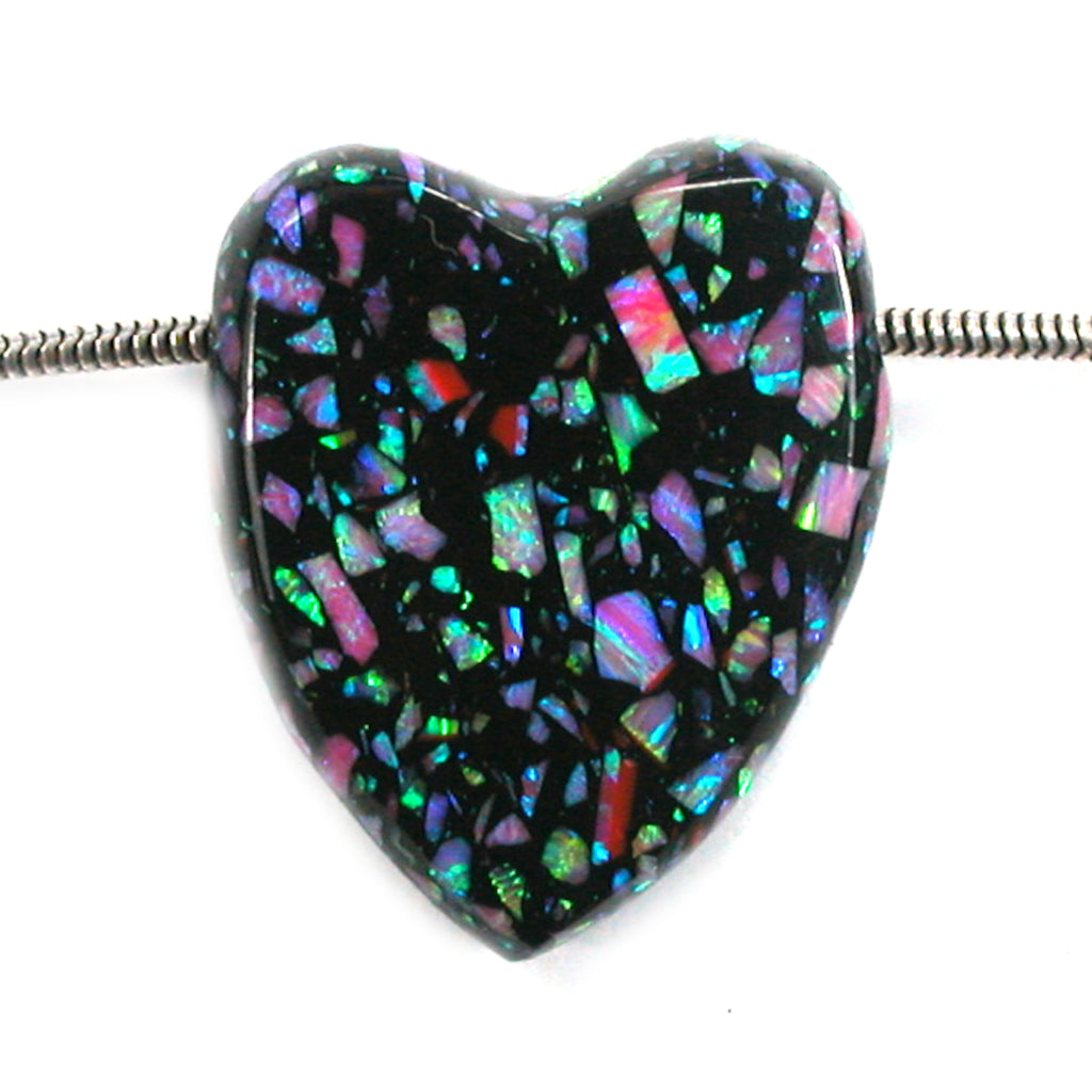 DVH 32ct Bello Opal Heart Bead Synthetic UV Reactive Black Light 27x23x9 (5786) - DVHdesigns