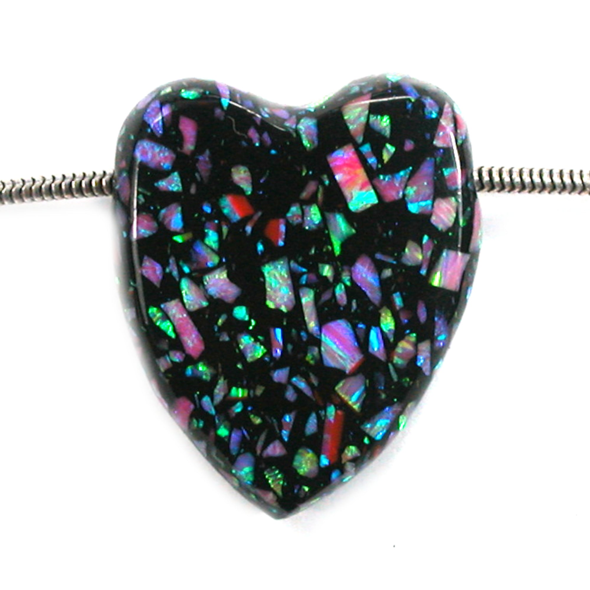 DVH 32ct Bello Opal Heart Bead Synthetic UV Reactive Black Light 27x23x9 (5786) - DVHdesigns