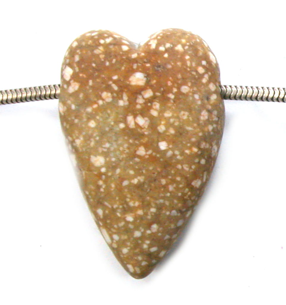 DVH Porphyry Heart of Stone Bead Pendant Handmade Matte 41x27x14 (5267)