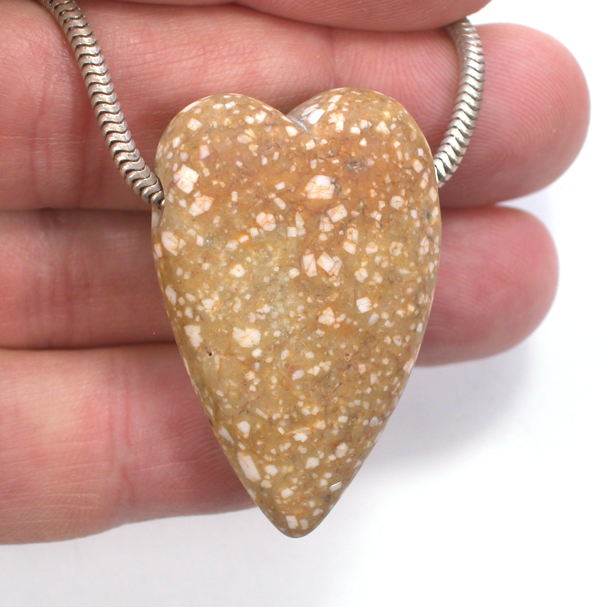 DVH Porphyry Heart of Stone Bead Pendant Handmade Matte 41x27x14 (5267) - DVHdesigns