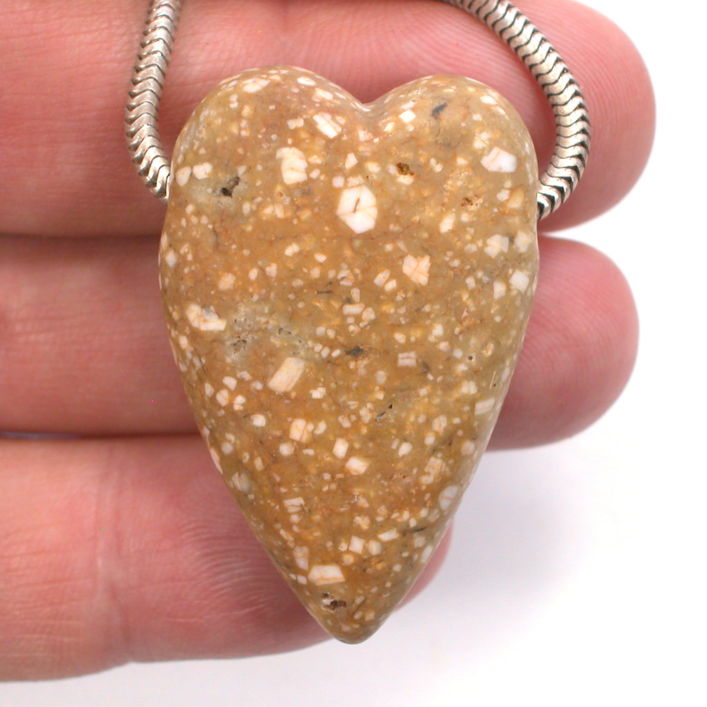 DVH Porphyry Heart of Stone Bead Pendant Handmade Matte 41x27x14 (5267) - DVHdesigns