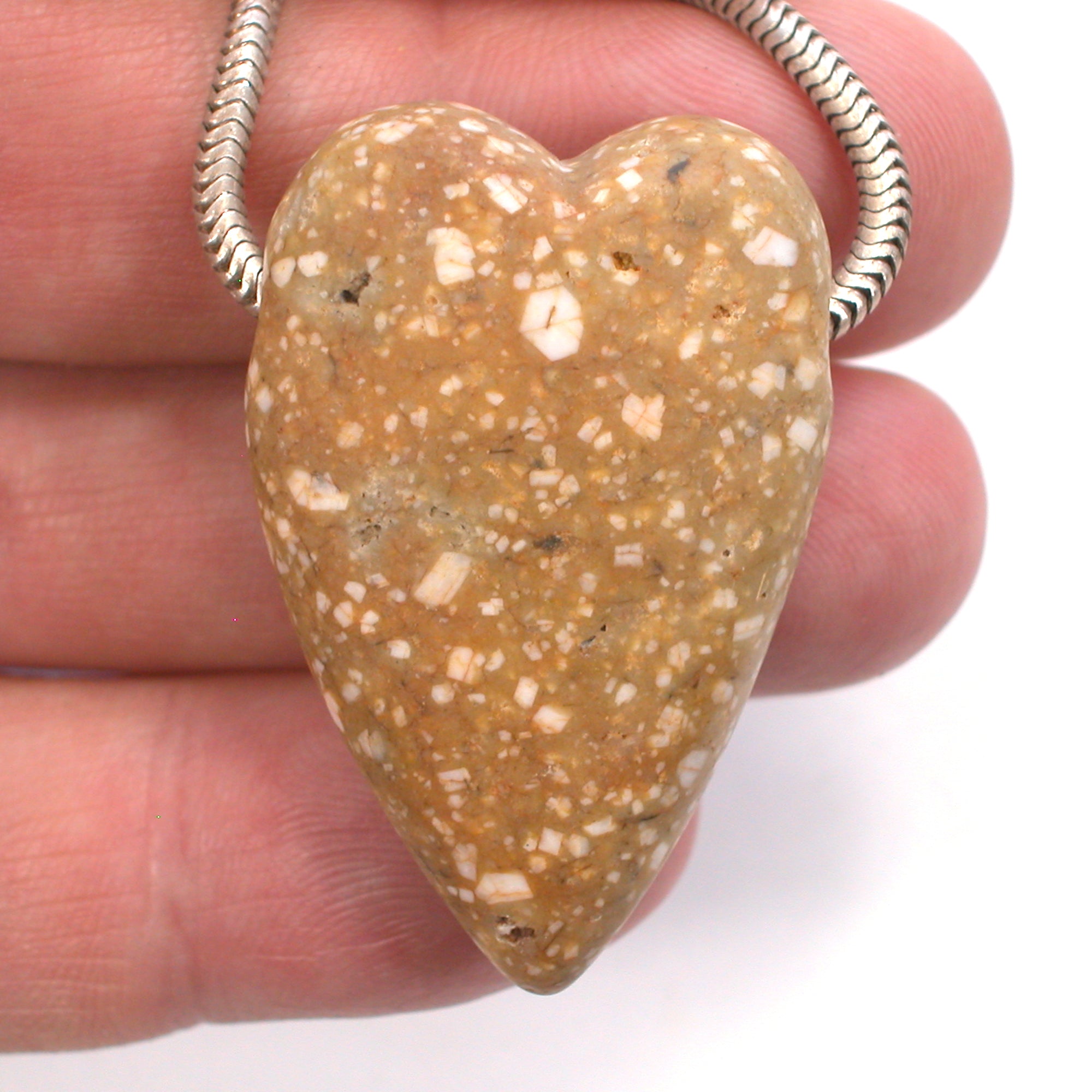 DVH Porphyry Heart of Stone Bead Pendant Handmade Matte 41x27x14 (5267) - DVHdesigns