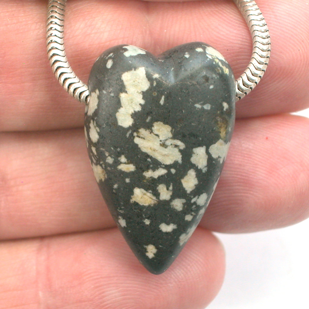 DVH Porphyry Broken Heart of Stone Bead Pendant Matte 32x20x12 (5270)