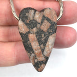 DVH Porphyry Heart of Stone Bead Pendant Handmade Matte 46x28x11 (5279)