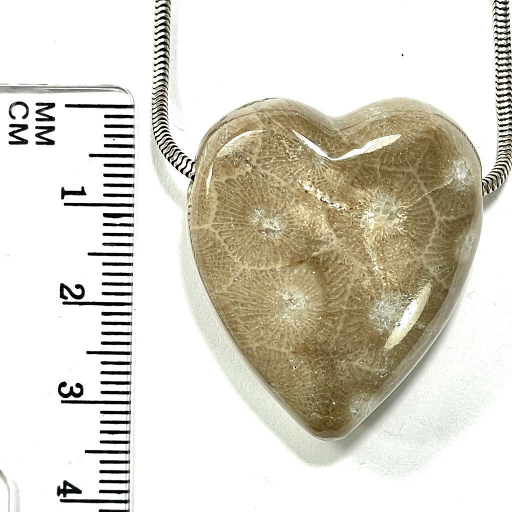 DVH Petoskey Stone Heart Bead Pendant Michigan 34x29x15mm (6267) - DVHdesigns