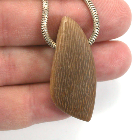 DVH Petrified Sycamore Wood Matte Bead Pendant Badger Pocket WA 42x18x12 (5253)