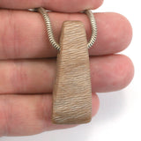 DVH Petrified Sycamore Wood Matte Bead Pendant Badger Pocket WA 44x17x11 (5254)