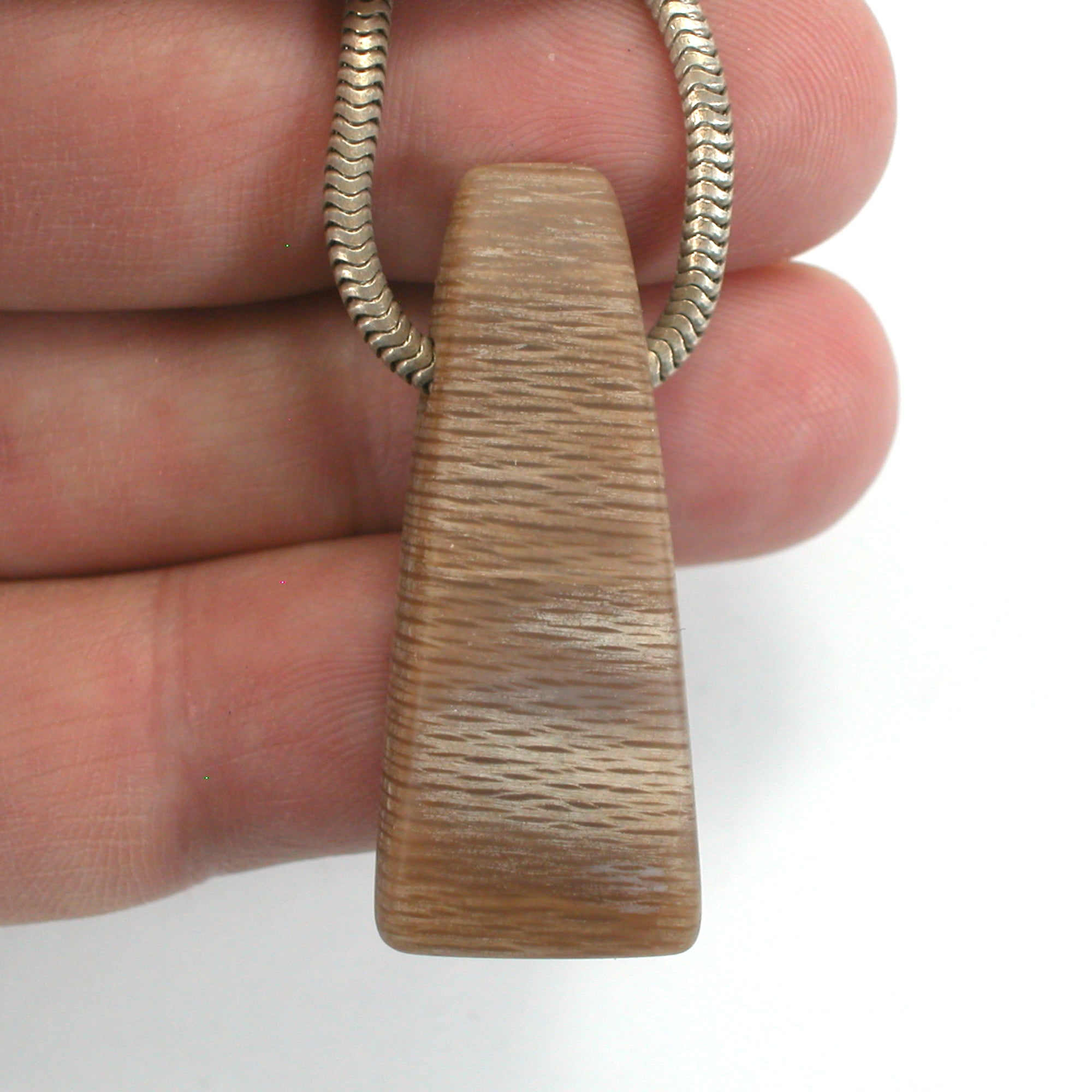 DVH Petrified Sycamore Wood Matte Bead Pendant Badger Pocket WA 44x16x9 (5255) - DVHdesigns