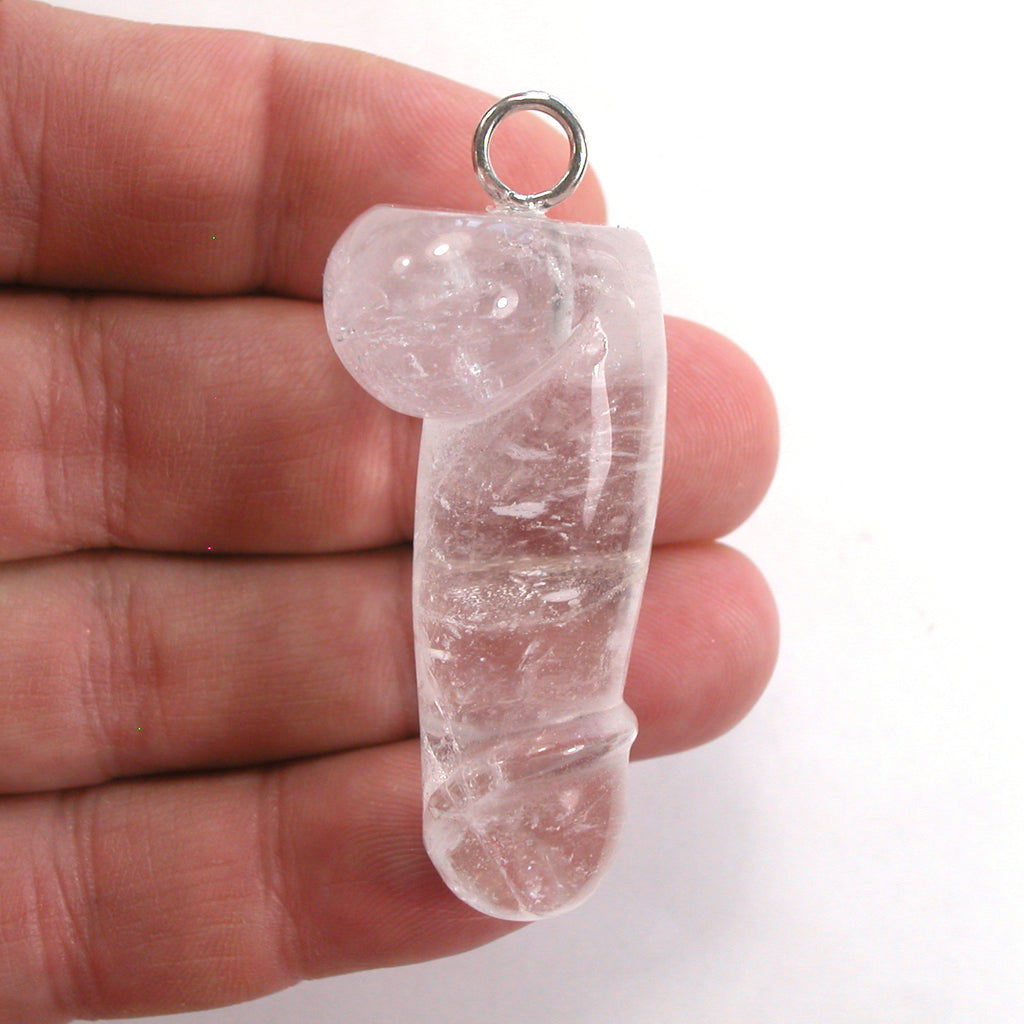 DVH Quartz Phallus Crystal Penis Pendant Sterling Bail 50x16mm (5611)